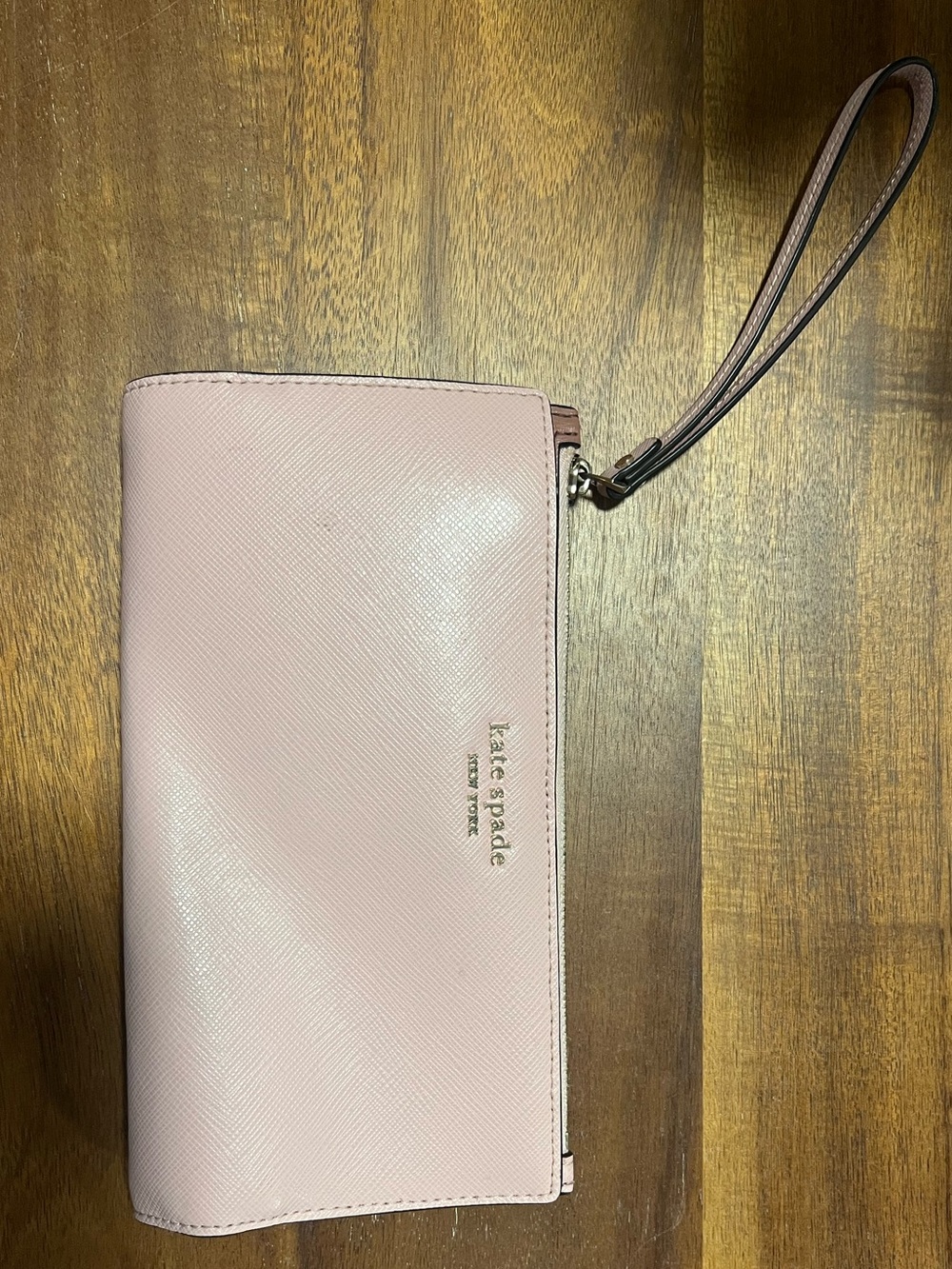kate spade blush pink wristlet clutch with wrist strap